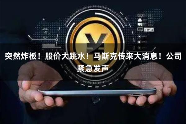 突然炸板！股价大跳水！马斯克传来大消息！公司紧急发声